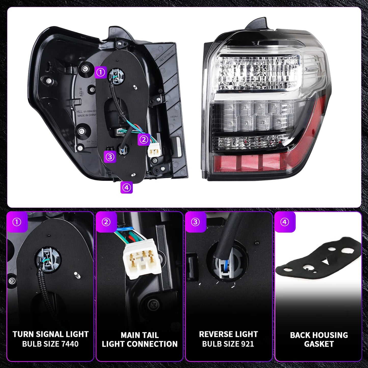 Archaische Rücklicht baugruppe Passend für 2015-2020 4Runner OE Style Klare Linse Rücklicht baugruppe Plug and Play