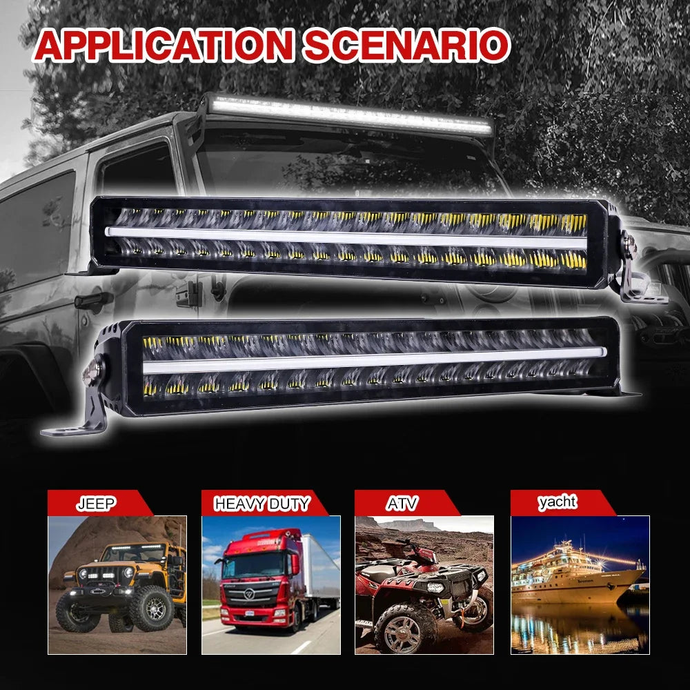 Atv Utv Drl Laser Projector Reverse Rear Leazer Ledbar Slim Led Roof Off Road Bar Lights Bar For Wrangler Truck Cars Light Bar