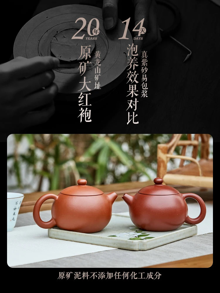 Authentic Yixing Purple Clay Kung Fu Pot, Tea Set Master, Craftsman, Pure Handmade Zhu Ni Da Hong Pao, Xishi Pot
