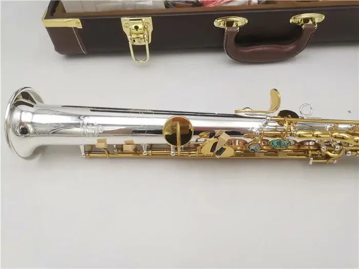 B Flat Soprano Saxophone Musical Instruments Sax Brass Silver Plated With Case Professional