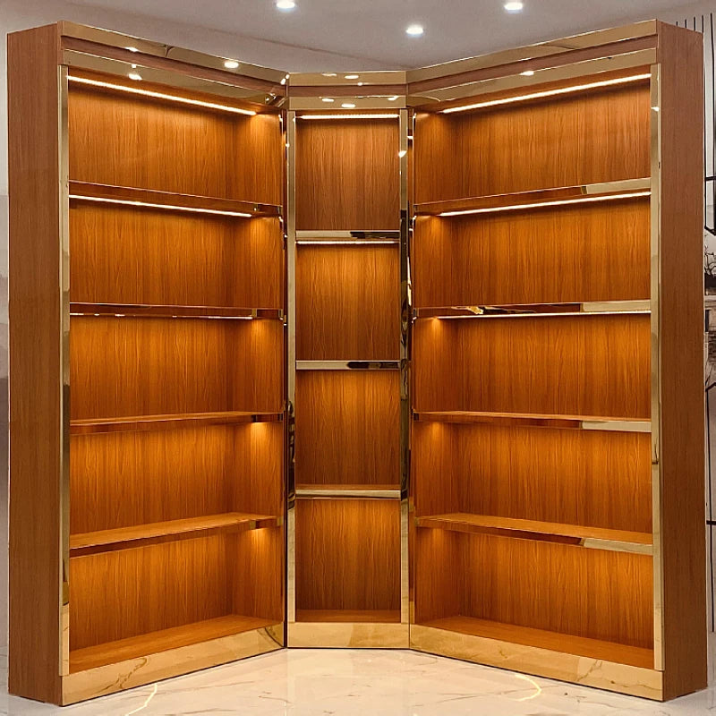Bag Live Room Display Cabinet Stainless Steel Phnom Penh Display Cabinet Shoe Display Shelf Customized Bag Cabinet with Lights