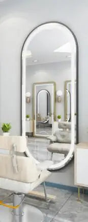 Barber shop mirror salon mirror salon special LED light net red wall mounted simple European haircut mirror