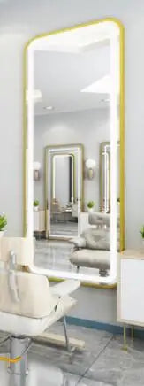 Barber shop mirror salon mirror salon special LED light net red wall mounted simple European haircut mirror