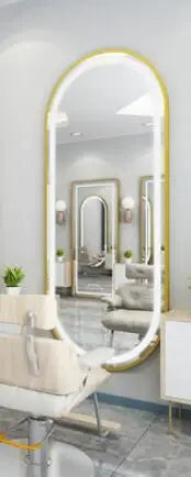 Barber shop mirror salon mirror salon special LED light net red wall mounted simple European haircut mirror