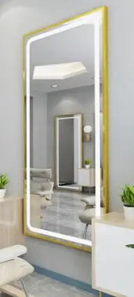 Barber shop mirror salon mirror salon special LED light net red wall mounted simple European haircut mirror
