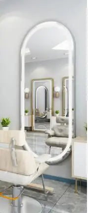 Barber shop mirror salon mirror salon special LED light net red wall mounted simple European haircut mirror