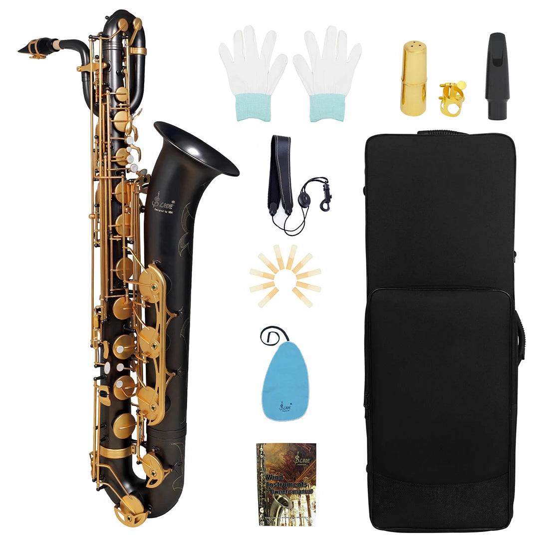 Baritone Saxophone Eb Flat Hand Carving Woodwind Instruments With Replaceable Fitting Suit For Beginner Adult Grading Exam