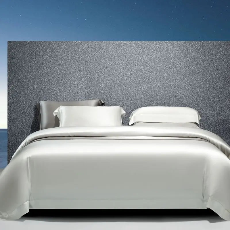 BirdTree, 100%Real Silk 4 Piece Bedsheet Set, Solid Simplicity, Women Men Sleeping Naked Quilt Cover, 2024 Spring New A441112QC