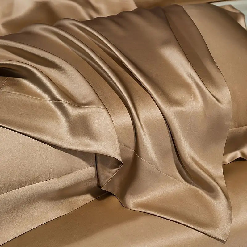 BirdTree, 100%Real Silk 4 Piece Bedsheet Set, Solid Simplicity, Women Men Sleeping Naked Quilt Cover, 2024 Spring New A441112QC