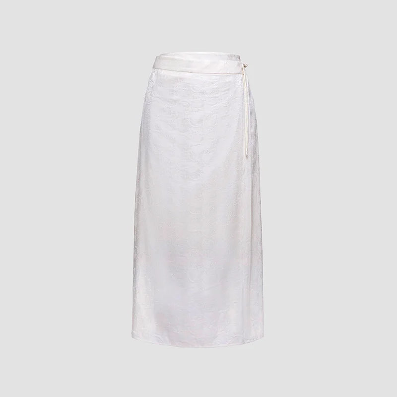 BirdTree-Women's Satin Straight Skirt, 19MM 92%Mulberry Silk, High Silt, Elegant Office Skirt, Summer, Autumn, 2024 New B49912QM