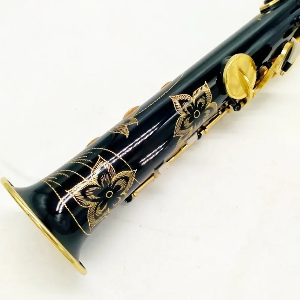 Black gold 82 professional soprano saxophone Bb hand carved one-to-one pattern Japanese craft jazz instrument sax soprano