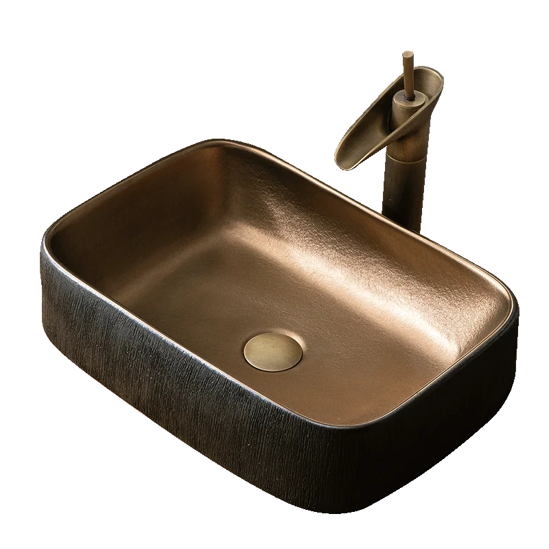 Black washbasin single basin luxury Nordic sink hotel small rectangular basin household simple American basin