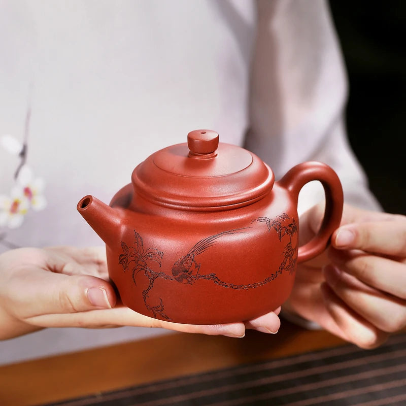 |Boutique yixing are recommended by feng wei pure manual undressed ore mud zhu dahongpao teapot set clock pot