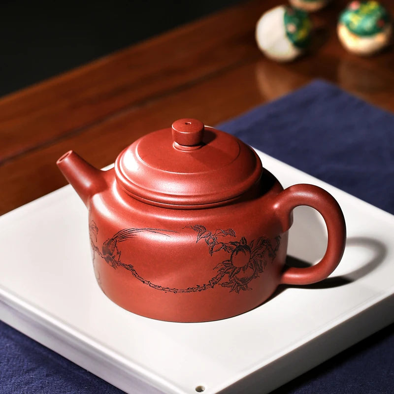 |Boutique yixing are recommended by feng wei pure manual undressed ore mud zhu dahongpao teapot set clock pot