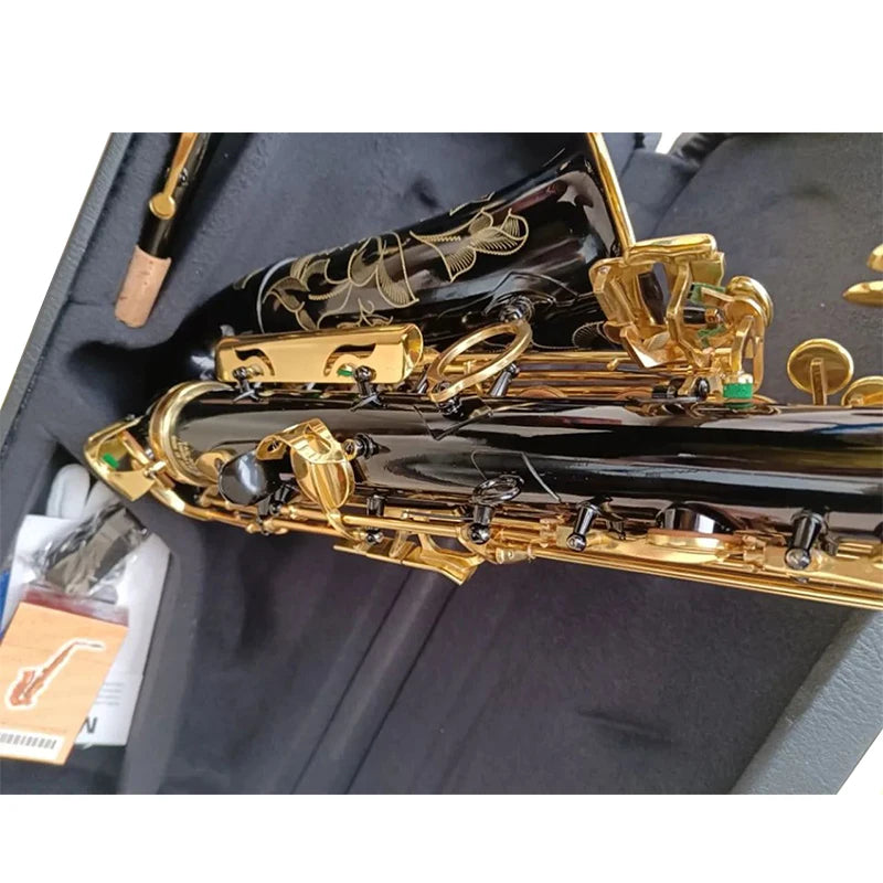 Brand Black YAS-82Z Alto Saxophone E-Flat Gold Plated Key Professional Musical Instruments Sax With Mouthpiece Leather Case and
