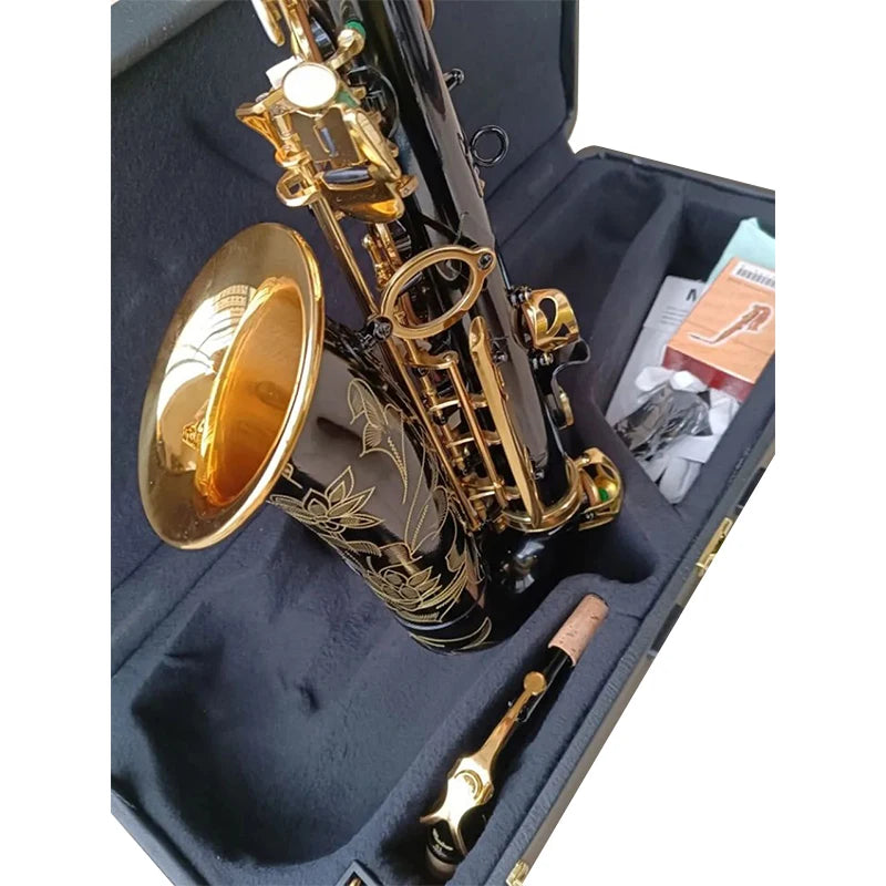 Brand Black YAS-82Z Alto Saxophone E-Flat Gold Plated Key Professional Musical Instruments Sax With Mouthpiece Leather Case and
