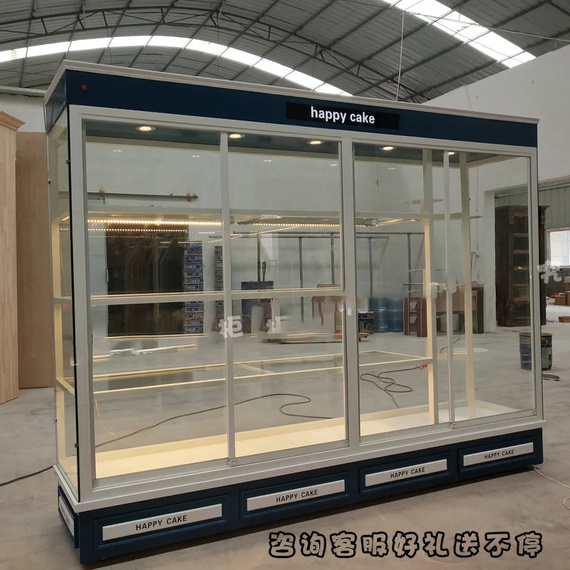 Bread display cabinet in the island side cabinet cake shop model cabinet baking shelf commercial glass solid wood checkout count