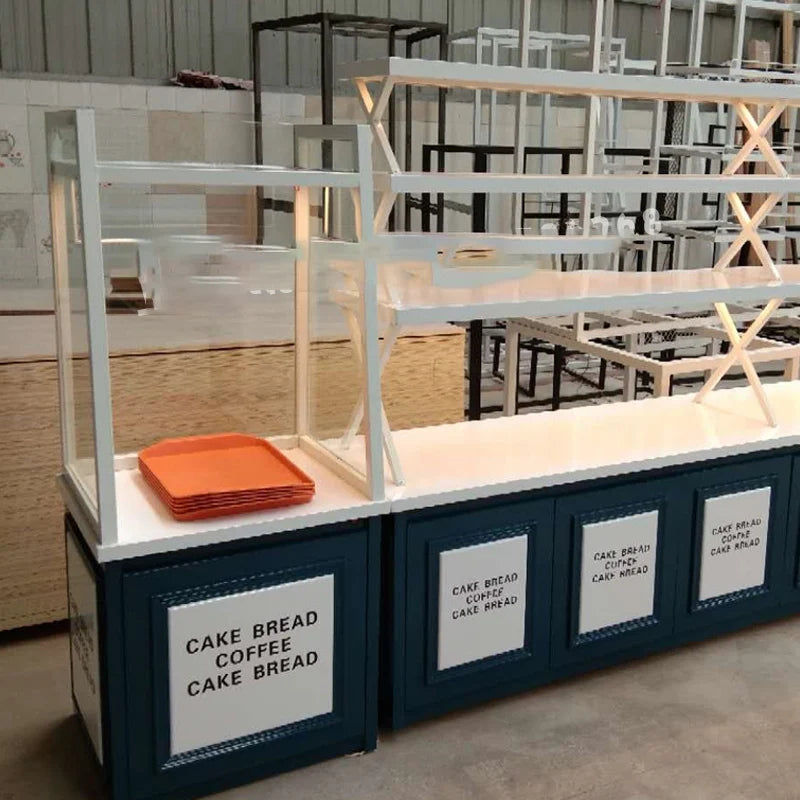 Bread display cabinet in the island side cabinet cake shop model cabinet baking shelf commercial glass solid wood checkout count