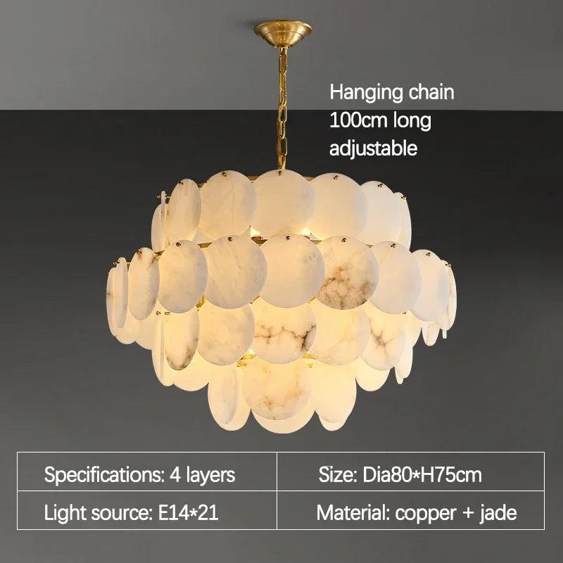 Build Our Home With Art LED Natural Marble Disc Ceiling Chandelier Lighting Lustre Suspension Luminaire Lampen For Living Room