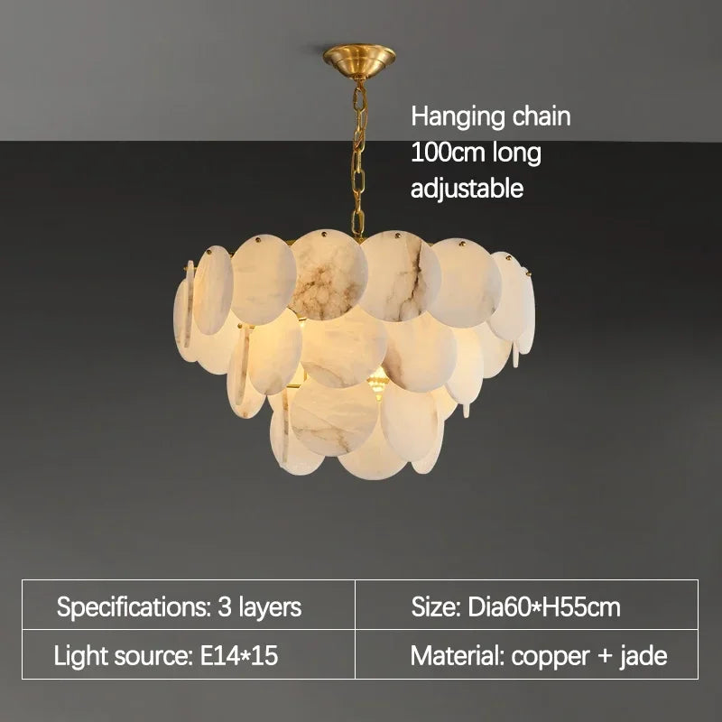 Build Our Home With Art LED Natural Marble Disc Ceiling Chandelier Lighting Lustre Suspension Luminaire Lampen For Living Room