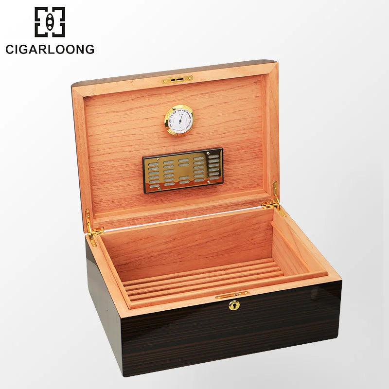 CIGARLOONG Cigar Box Wooden Cigar Display box humidor for cigars With handle cigar humidifier HH-105