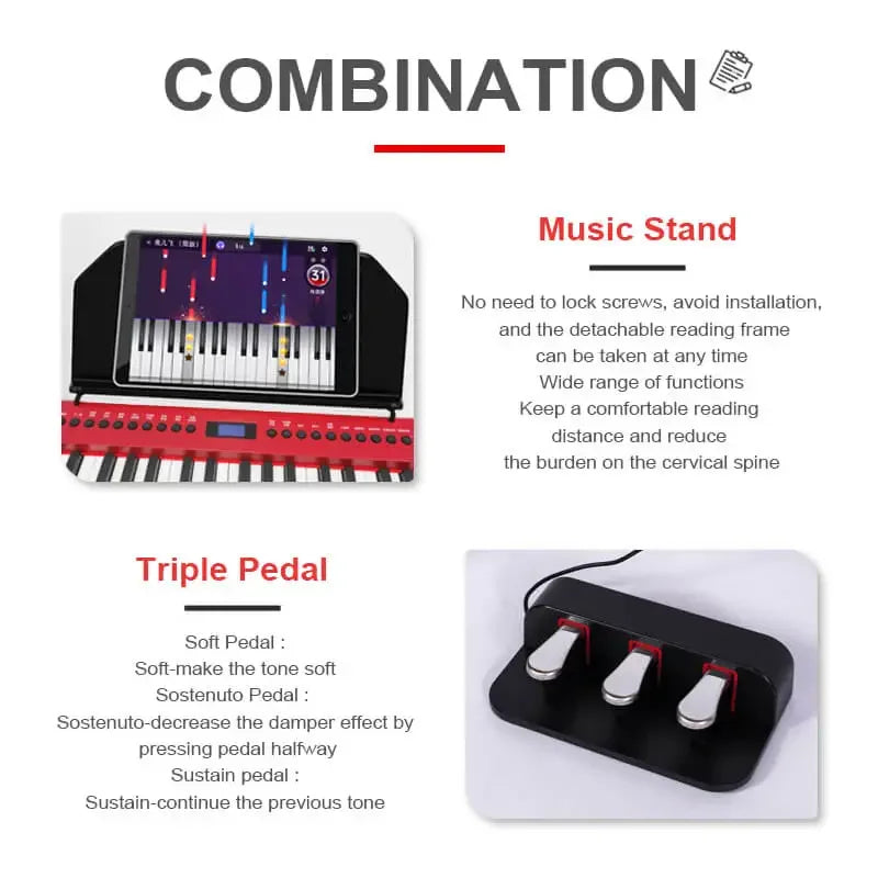 Cademe Portable Electronic Keyboard Piano 88 Keys Weighted Digital Musical Instrument Red Piano For Sale