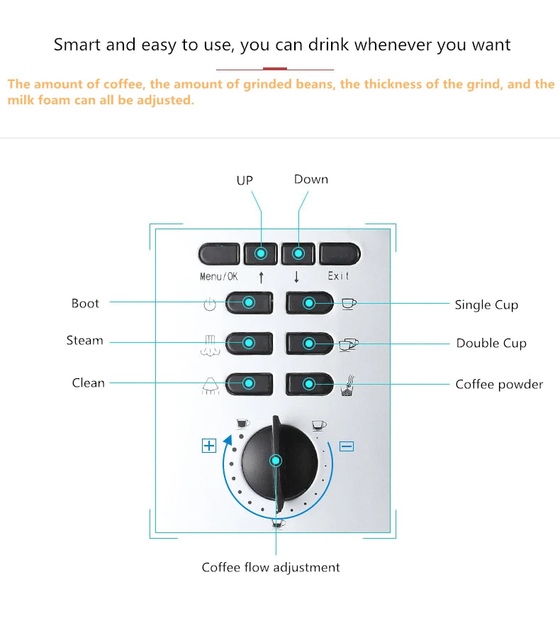 Calet CLT-Q003 smart coffee machine home automatic grinding soy flour machine machine milk foam Italian