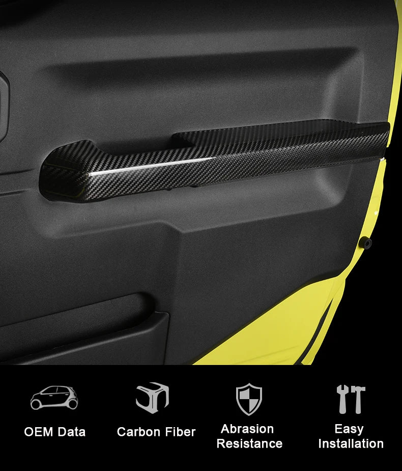 Carbon Fiber Car Interior Accessories Side Door Handrail Armrest Cover Trim for Suzuki Jimny JB74/64 2019-2022