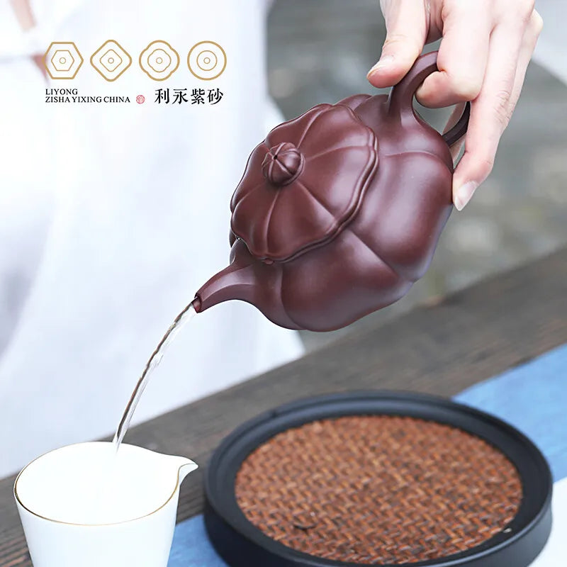 Centennial Liyong Purple Clay Pot Yixing Pure Handmade Famous Teapot Household Kung Fu Tea Set Raw Ore Purple Clay Sunflower Ant