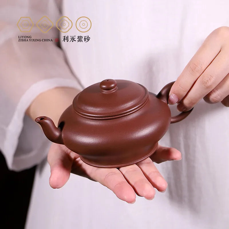 Centennial Liyong Yixing Famous Chen Meihua Pure Handmade Purple Clay Pot Raw Ore Bottom Trough Qing Jingzhou Small Flat Oval Te