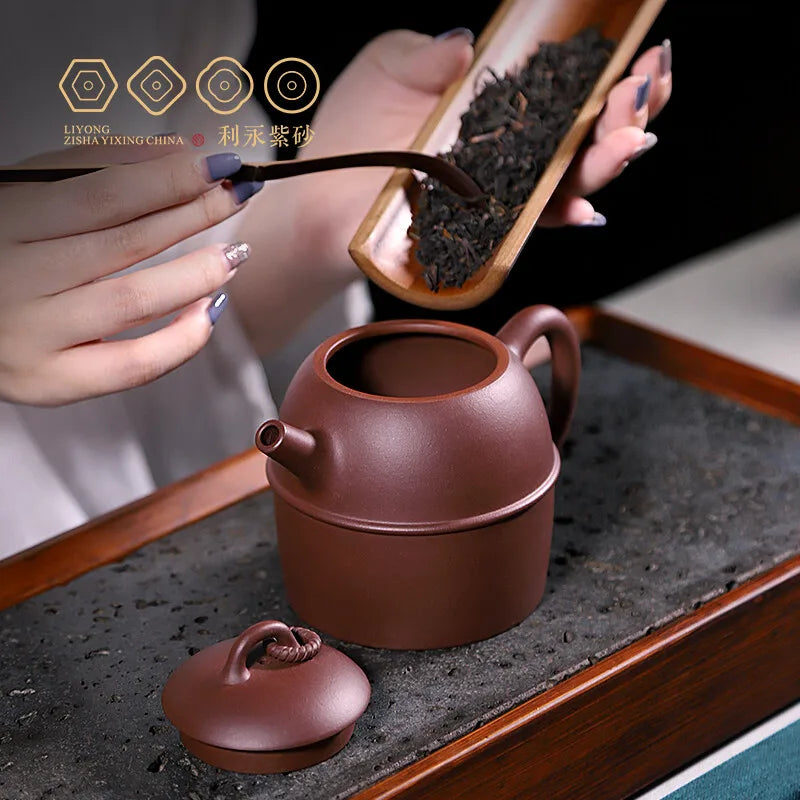 Centennial Liyong Yixing Famous Miao Shufen Pure Handmade Purple Clay Pot Raw Ore Purple Clay String Top Qin Zhong Pot Kung Fu T