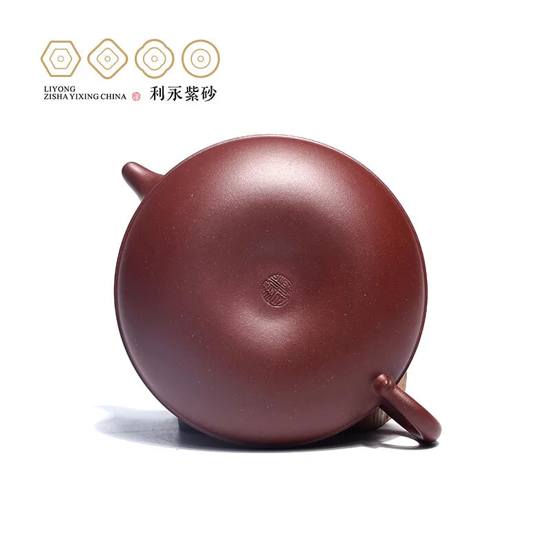 Centennial Liyong Yixing Famous Pure Handmade Purple Clay Pot Raw Ore Purple Clay Thread round Pot Kung Fu Tea Set Teapot 240cc