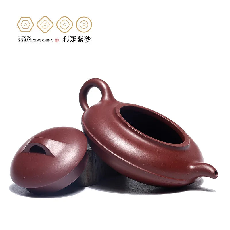 Centennial Liyong Yixing Famous Pure Handmade Purple Clay Pot Raw Ore Purple Clay Thread round Pot Kung Fu Tea Set Teapot 240cc