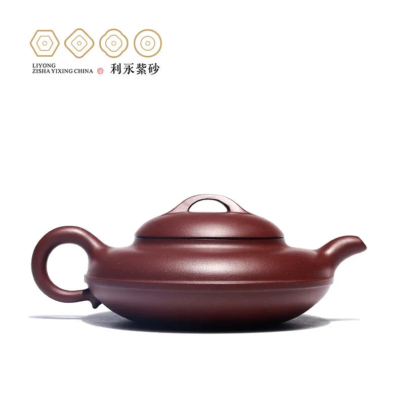 Centennial Liyong Yixing Famous Pure Handmade Purple Clay Pot Raw Ore Purple Clay Thread round Pot Kung Fu Tea Set Teapot 240cc