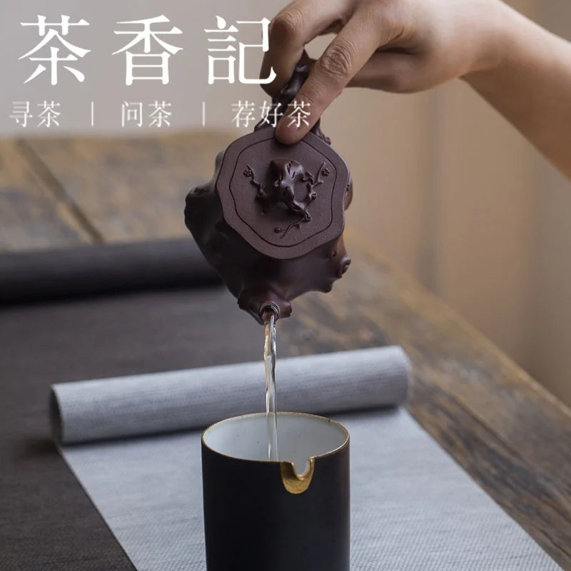 Cha Xiang Ji Handmade Short Plum Pile Purple Clay Pot Yixing Purple Clay Pot Kung Fu Tea Set