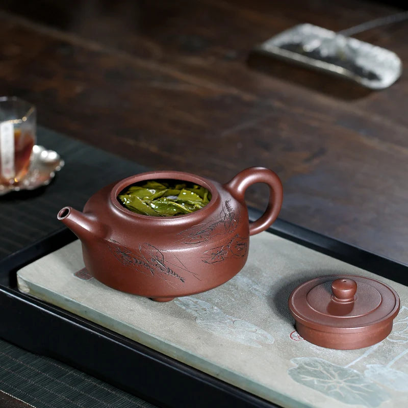 【 Changtao 】 Famous Craftsman Tao Jianquan Handmade Purple Clay Pot Tea Set Hanmo Qingqu 380cc