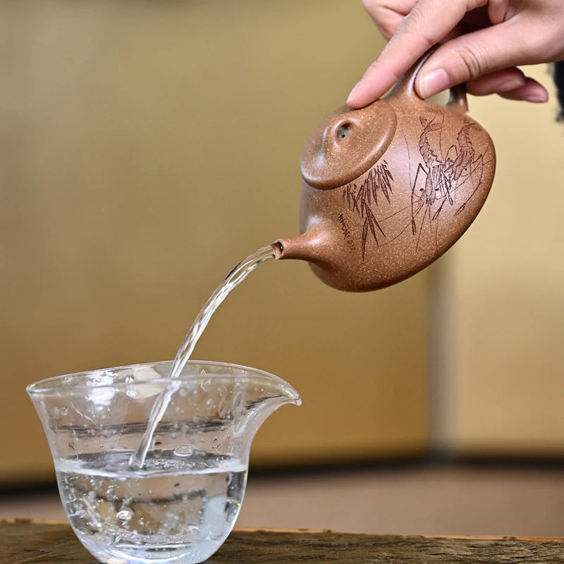 【 Changtao 】 Li Jianjun Handmade Purple Clay Pot Soaking Tea Pot, Original Mine, Osmanthus Sand Smelted Stone Ladle 220cc