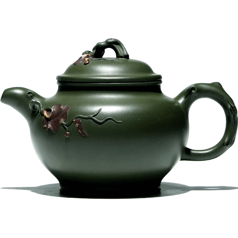 【 Changtao 】 Yixing Original Mine Purple Clay Pot Tea Jiang Yaping Handmade Flower Tool Ink Green Mud Squirrel Grape 310cc