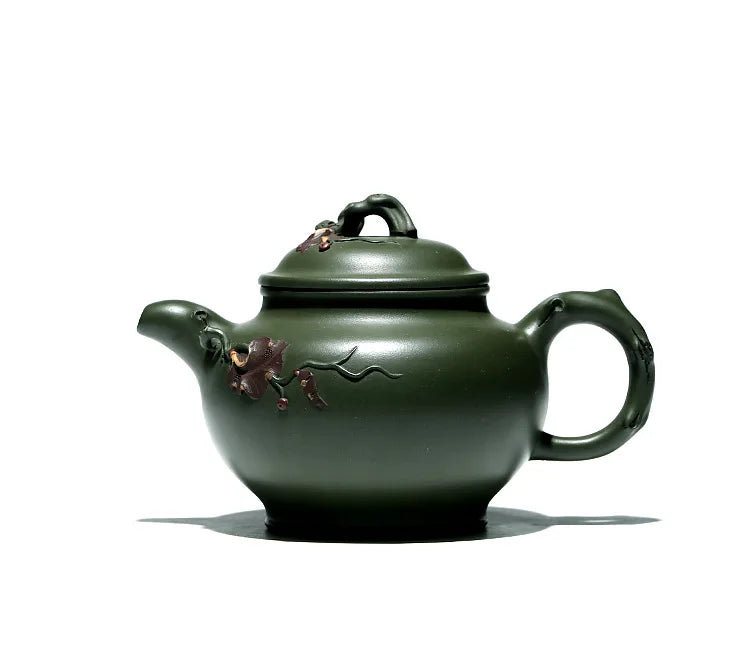 【 Changtao 】 Yixing Original Mine Purple Clay Pot Tea Jiang Yaping Handmade Flower Tool Ink Green Mud Squirrel Grape 310cc