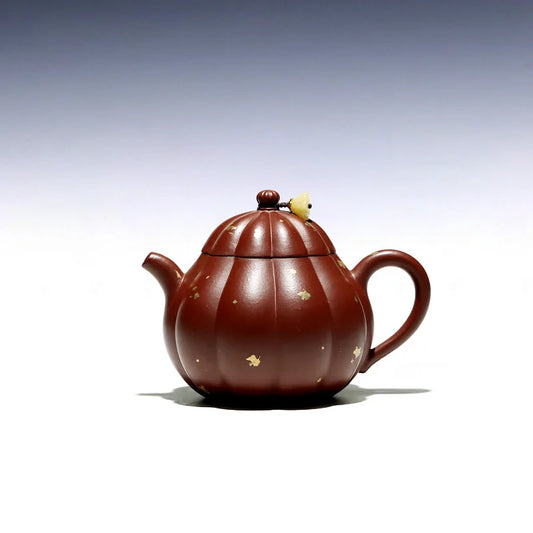 【 Changtao 】 Yixing Purple Clay Pot Handmade Tea Pot, Wang Tao's Rib Pattern Tool, Sprinkled Gold, Zhu Mud, Gao Pan