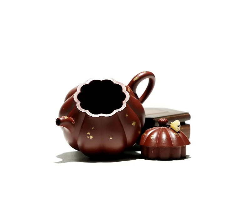 【 Changtao 】 Yixing Purple Clay Pot Handmade Tea Pot, Wang Tao's Rib Pattern Tool, Sprinkled Gold, Zhu Mud, Gao Pan