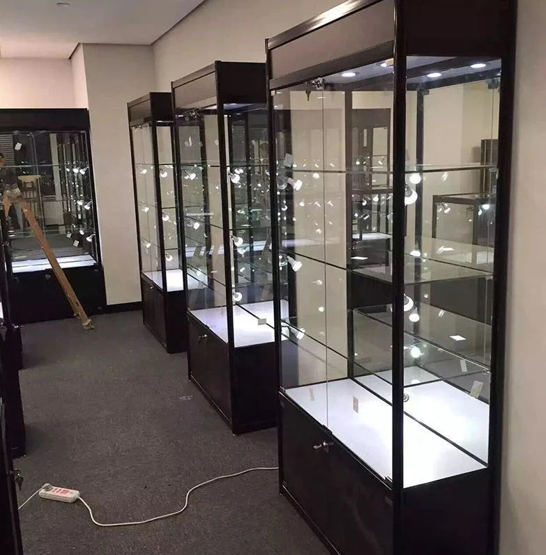 Cheap Smoke Shop Showcase with LED Light Lockable Aluminum Display Cabinet Display Case