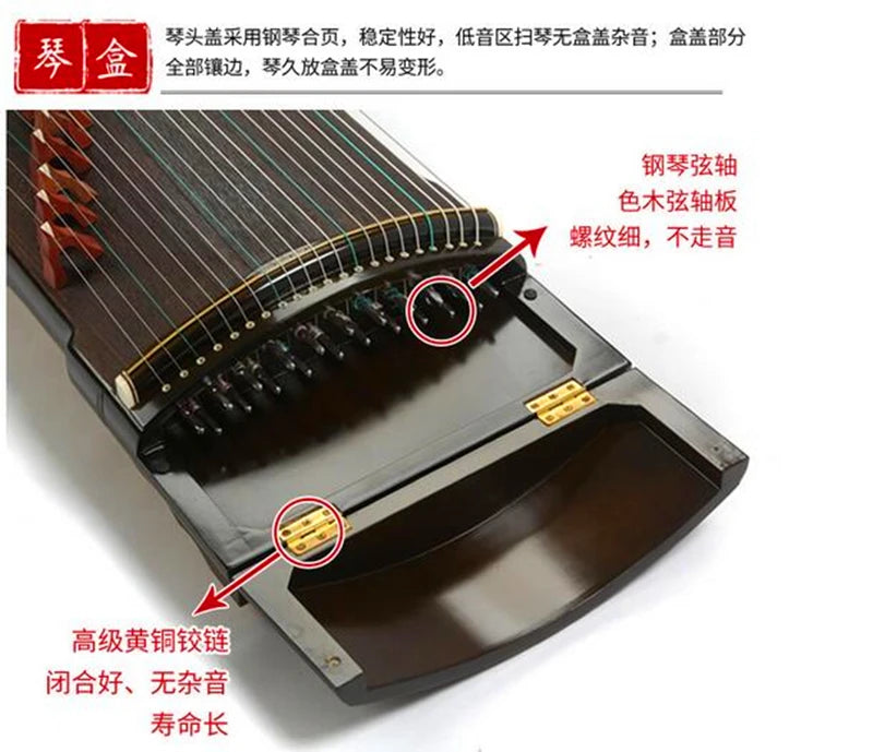China Guzheng Professional Embossed Solid Wood Zither The Master Signature Guzheng First Grade Platane Wood String Instruments