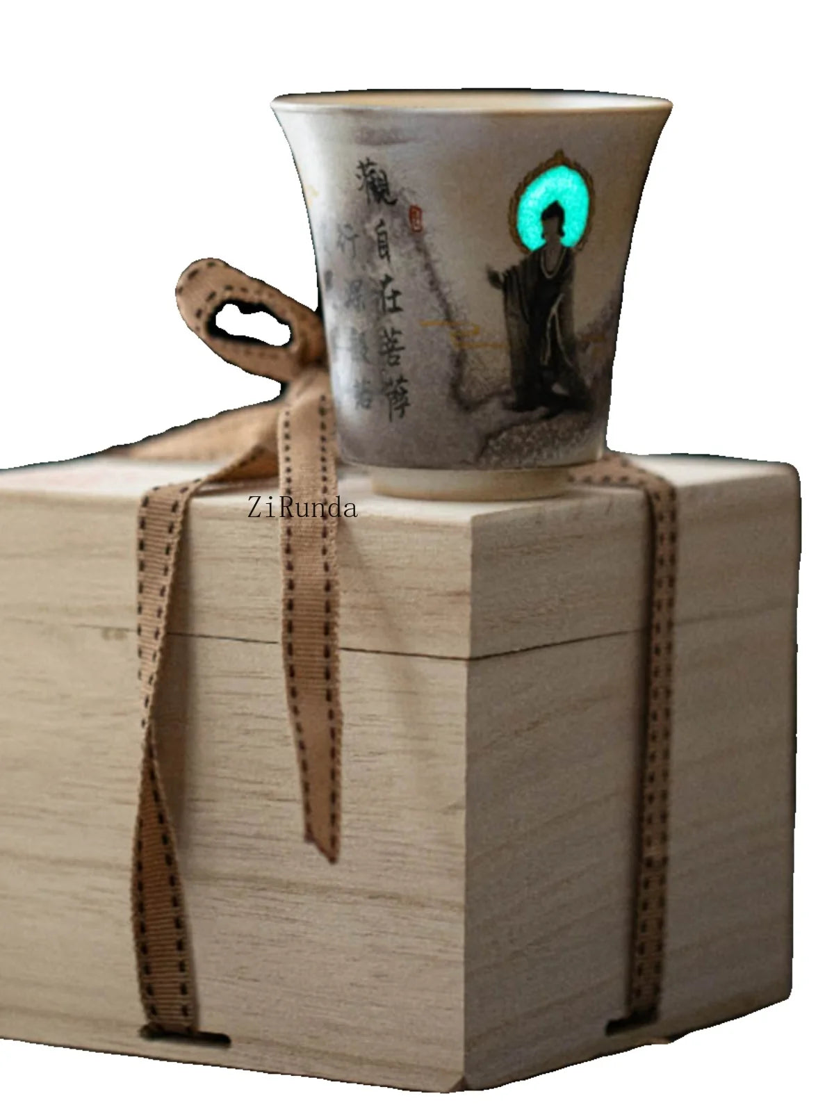 *Chinese Firewood Burning Hand-painted Dunhuang Cup Rock Mine Master Cup Luminous Kung Fu Teacup Tea Set Accessories
