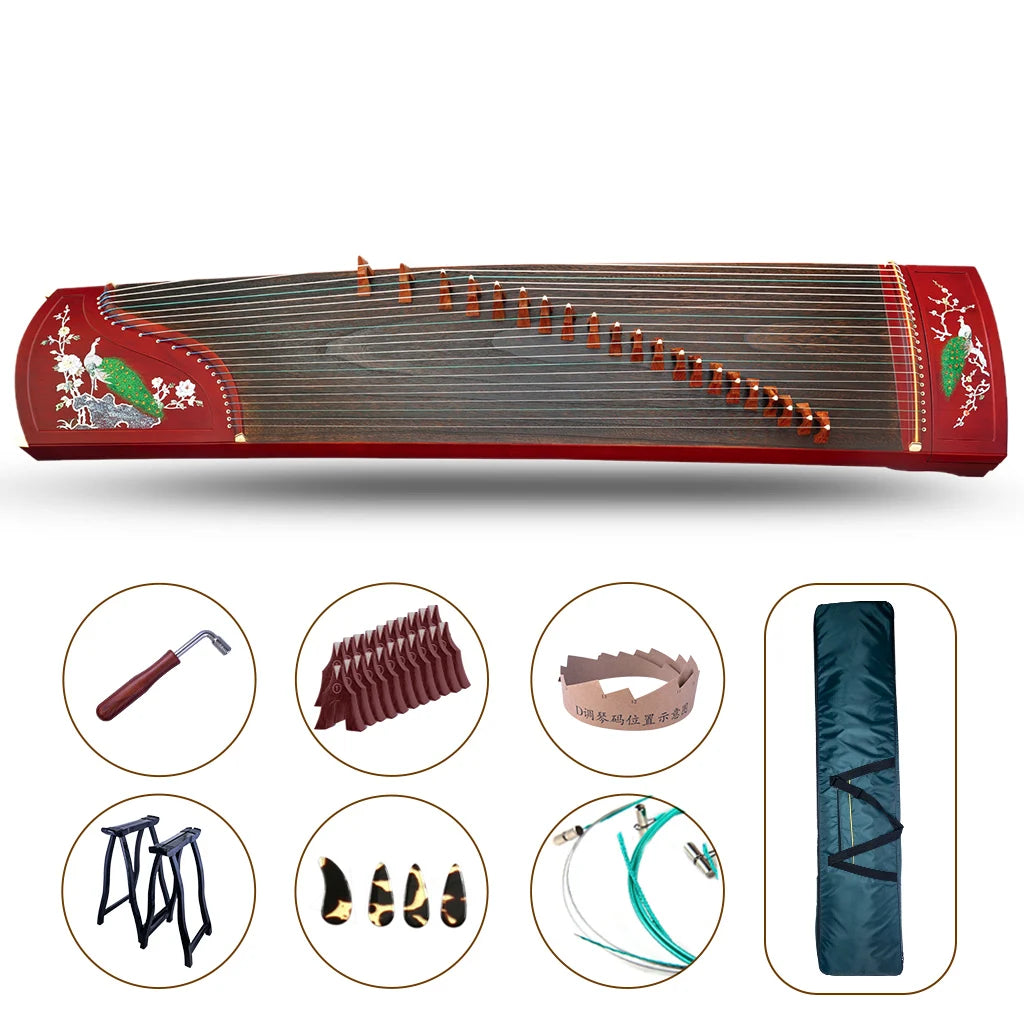 Chinese Rosewood Guzheng Professional Wood Musical Instruments 21 Strings Zheng Zither Cither Sackbut Zithern China Whole SET