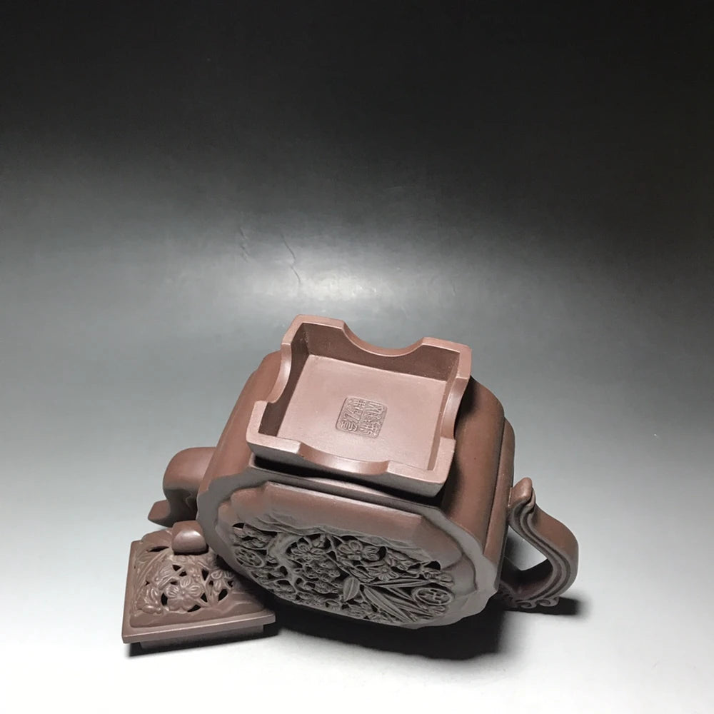 Chinese Yixing Zisha Clay Teapot Hollow out pine bamboo plum Pot as shown 650ml