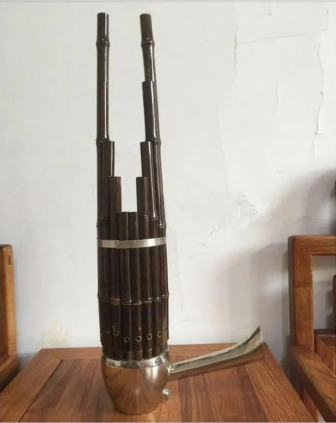 MMOOKA Chinese traditional Musical Instruments BAMBOO SHENG ancient reed pipe wind instrument sheng D tone 17 keys purple bamboo sheng
