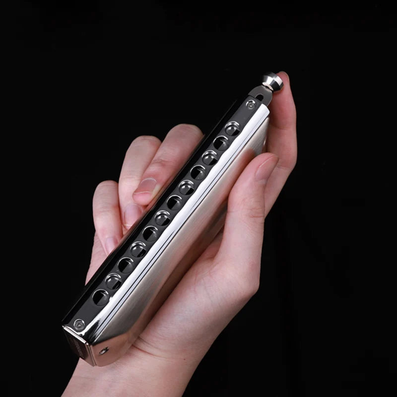 Chromatic Harmonica JDR Luna Harp Professional Armonica, Outdoor Musical Instruments,12 Holes Mouth Organ, Palladium Alloy Comb