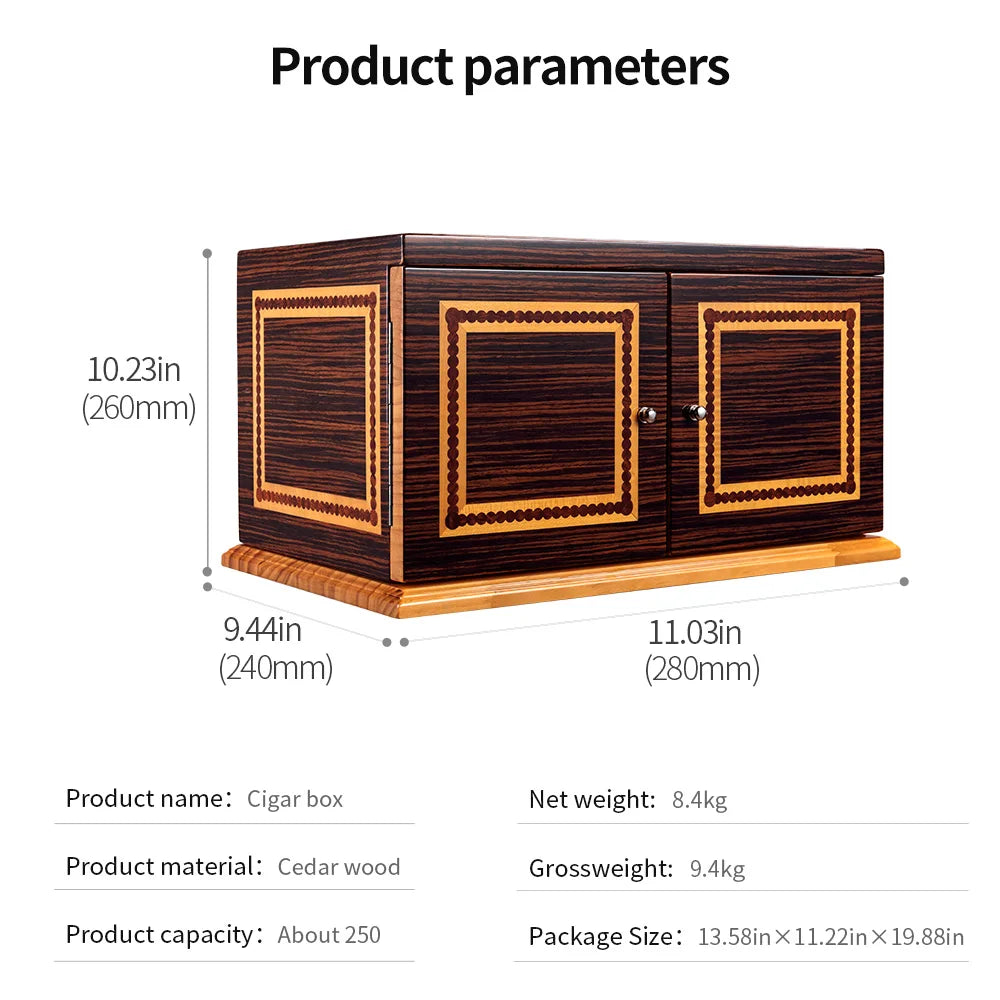 Cigar Humidor 3 Layers With Humidifier Hygrometer Moisturizing Cigars Humidor Cedar Wood Cigar Box large capacity Fit 250pcs
