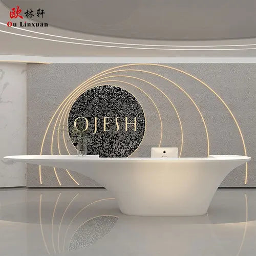 Clothing salon, bar counter, beauty salon, reception desk, company hotel lobby, front desk